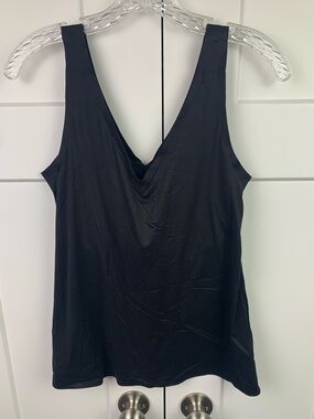 Soma Enbliss Seamless Tank Built In Bra Shaping V Neck Cami LARGE Black